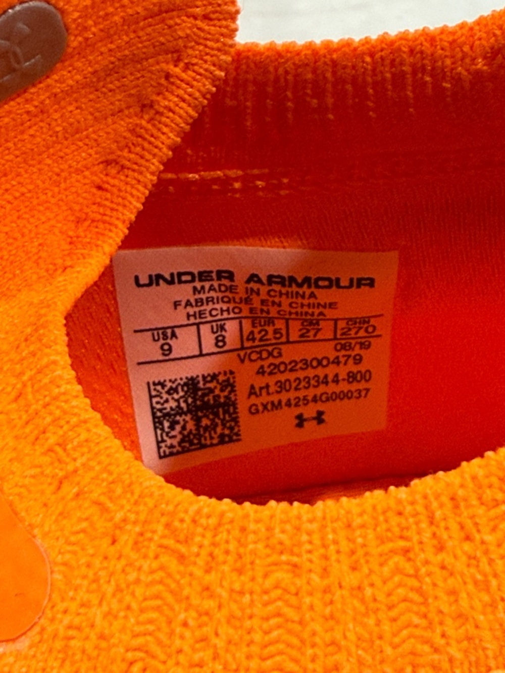 Under Armour EUC Mens HOVR Phantom RN Night Orange Sneakers Running Shoes - SZ 9 - Picture 8 of 11